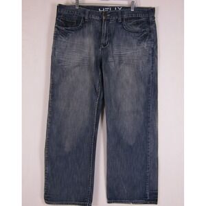 Vintage Y2K  Helix Jeans Mens 38X30 Loose Straight Baggy Denim Distress